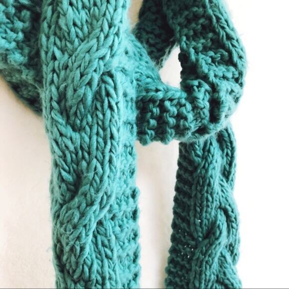 Forever 21 Teal Knitted Long Tassel Scarf - Picture 2 of 5